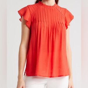 Nanette Lepore Women’s Cap flutter Sleeve Pleated Top
